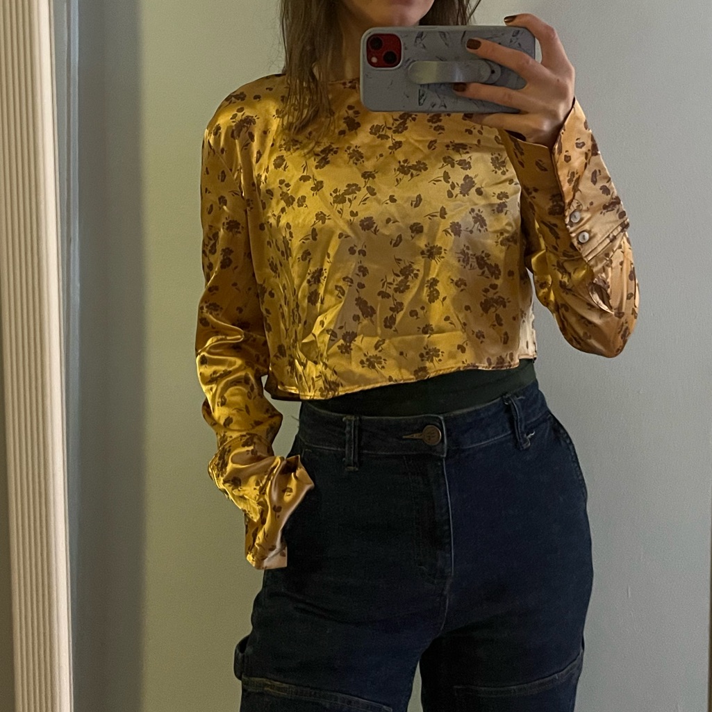 3/$20 Orange Floral Cropped Blouse